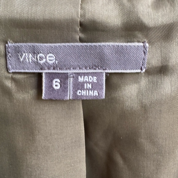 VINCE Saddle Olive Green Leather Jacket Size 6 - Picture 6 of 11